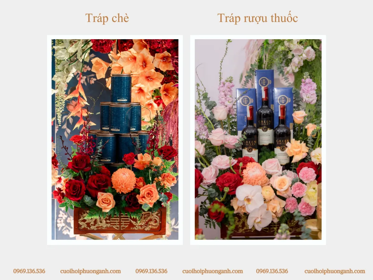 Tráp rượu thuốc/tráp chè trong bộ tráp ăn hỏi 3 lễ