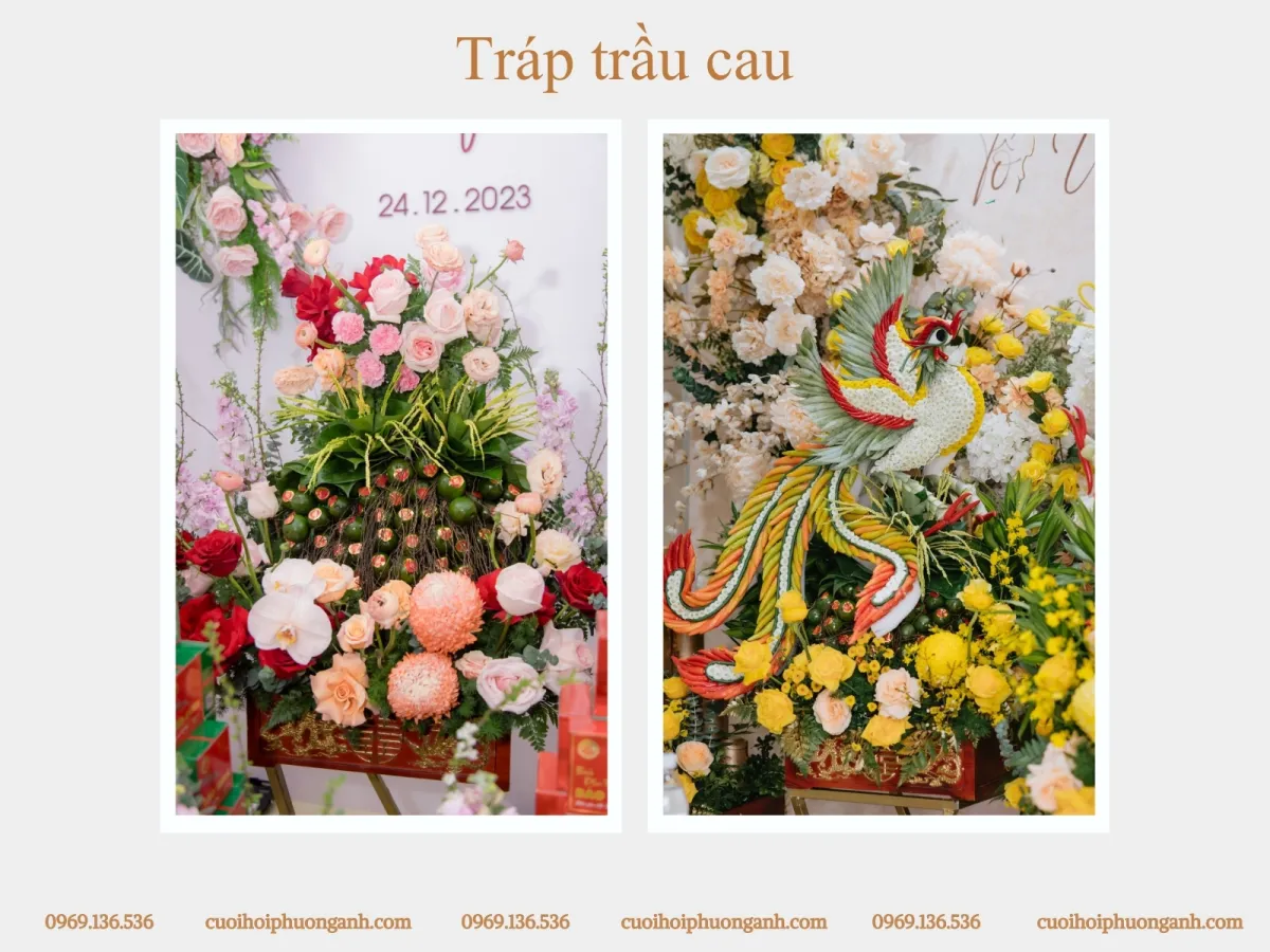 Tráp trầu cau trong bộ tráp ăn hỏi 3 lễ