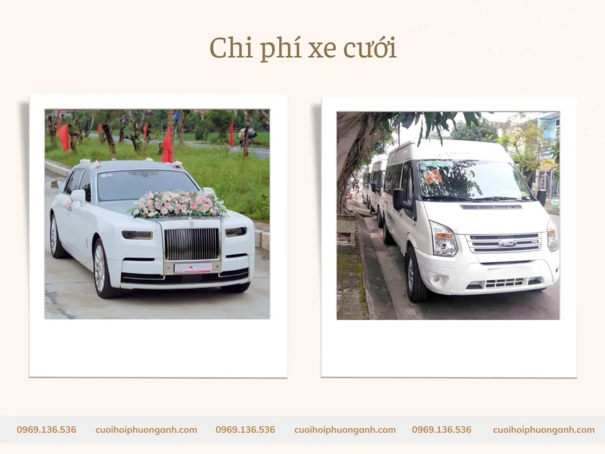 Chi phí xe cưới và xe đưa đón quan khách