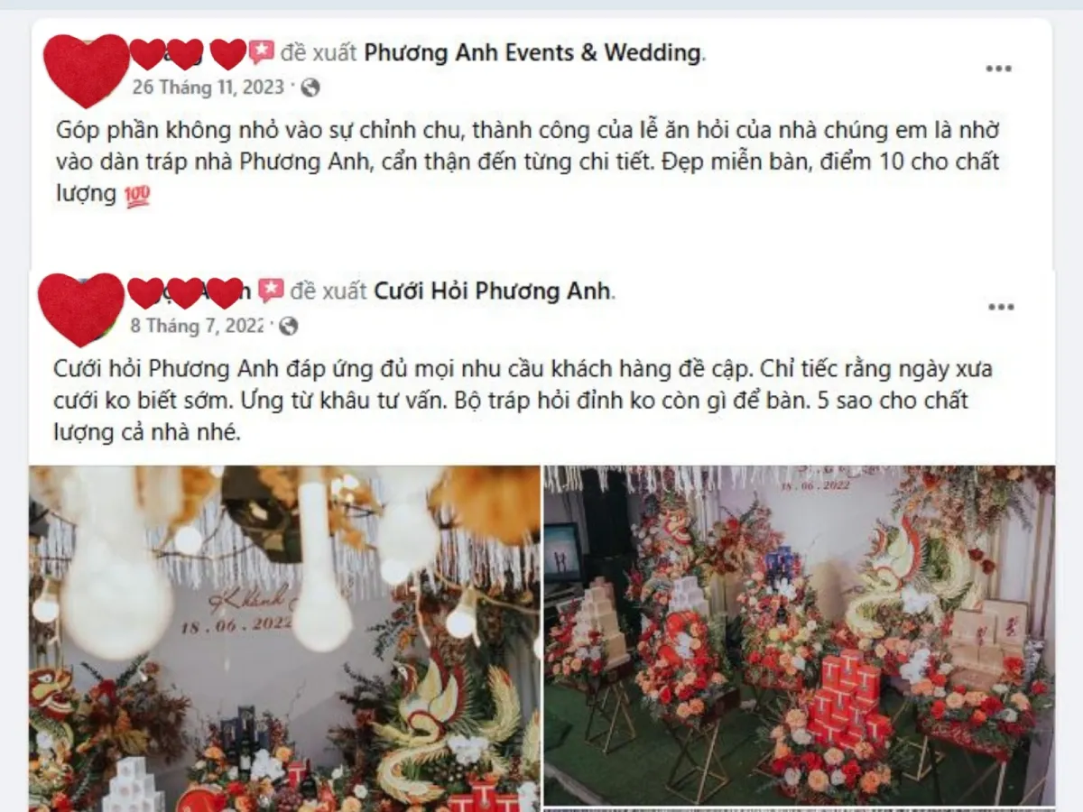 Cảm nhận khách hàng về dịch vụ tráp ăn hỏi của Phương Anh Wedding 2