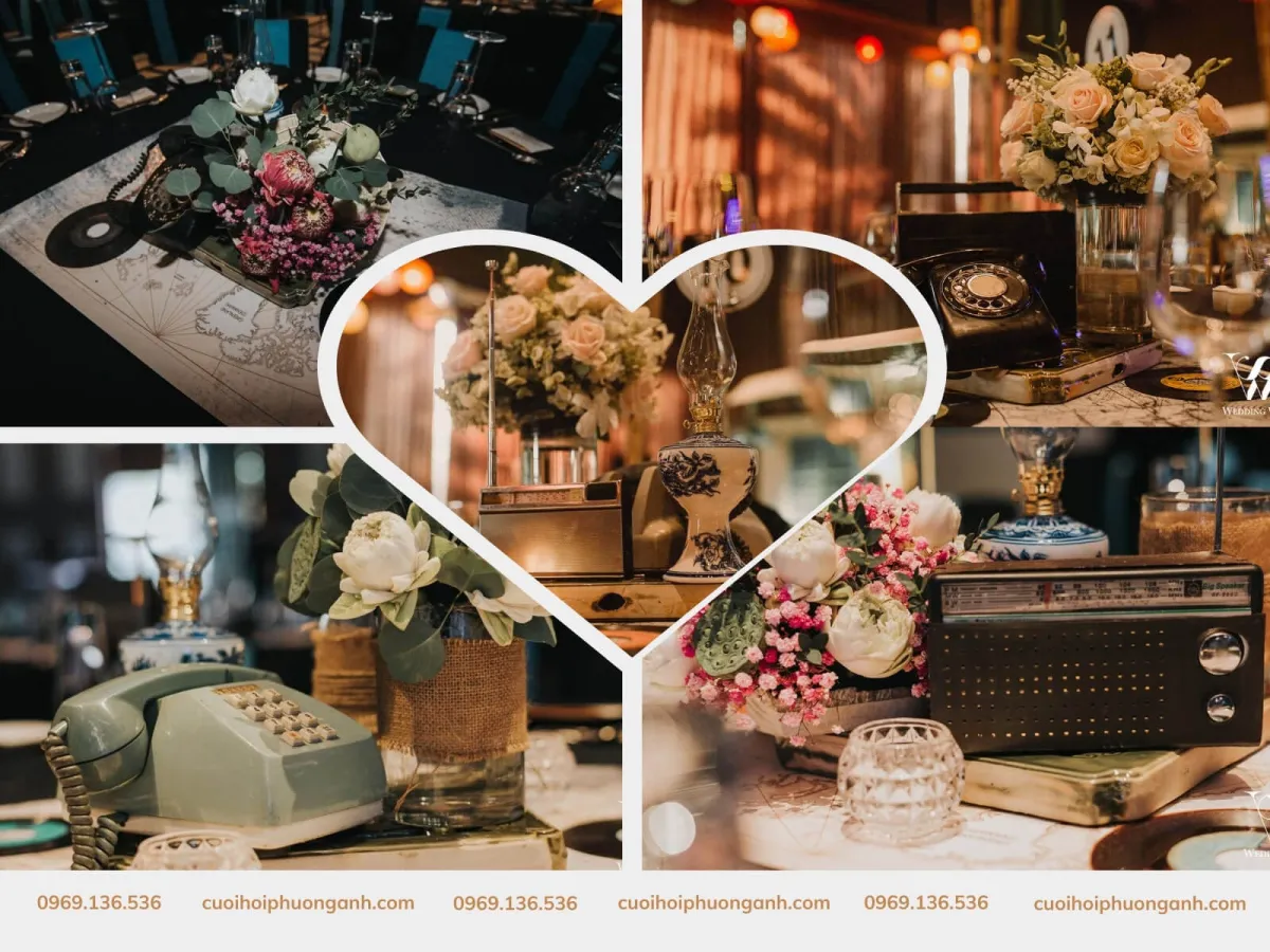 Trang trí đám cưới phong cách retro với phụ kiện, vận dụng cổ xưa