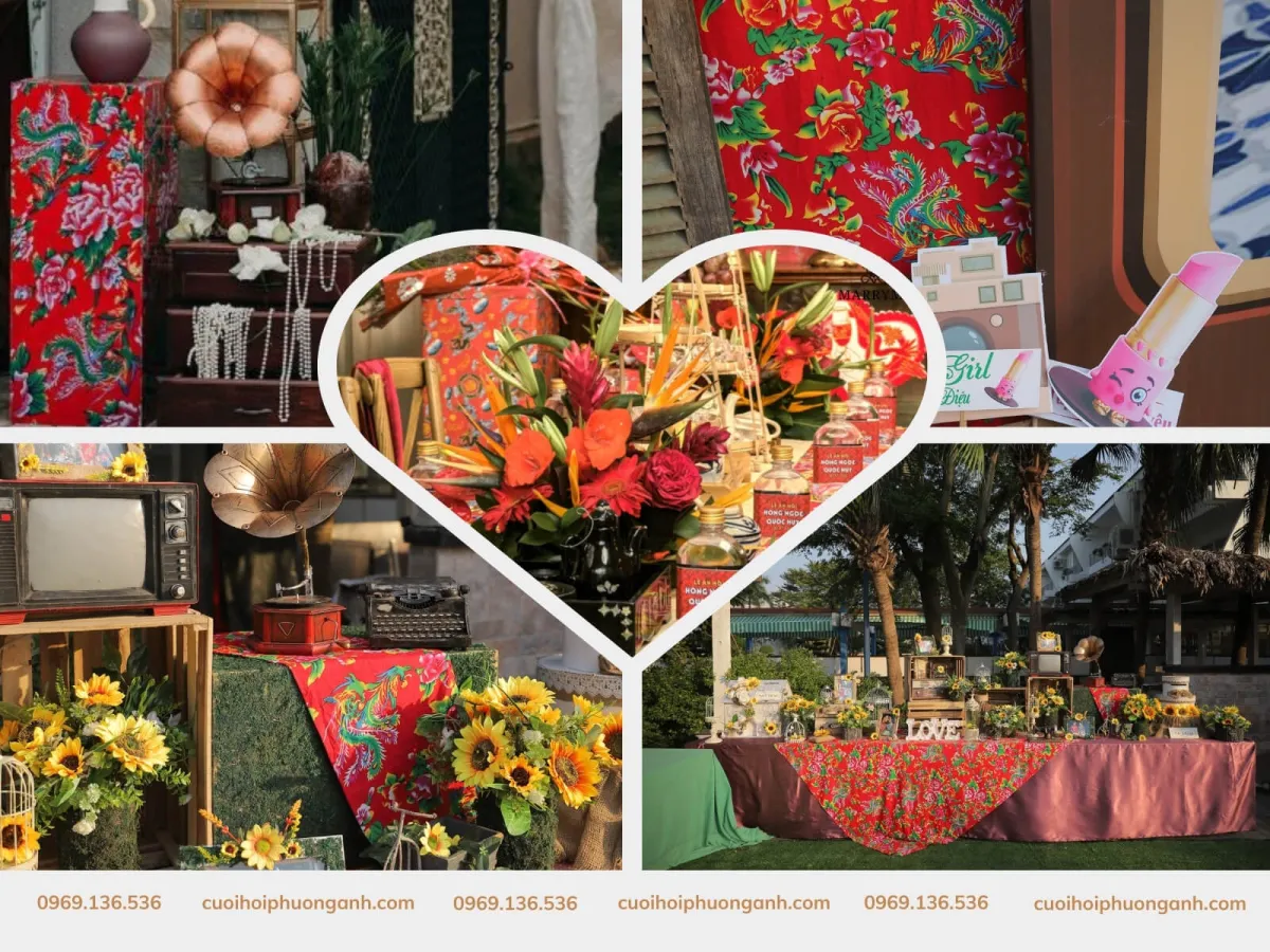 Sử dụng họa tiết chăn con công đám cưới retro