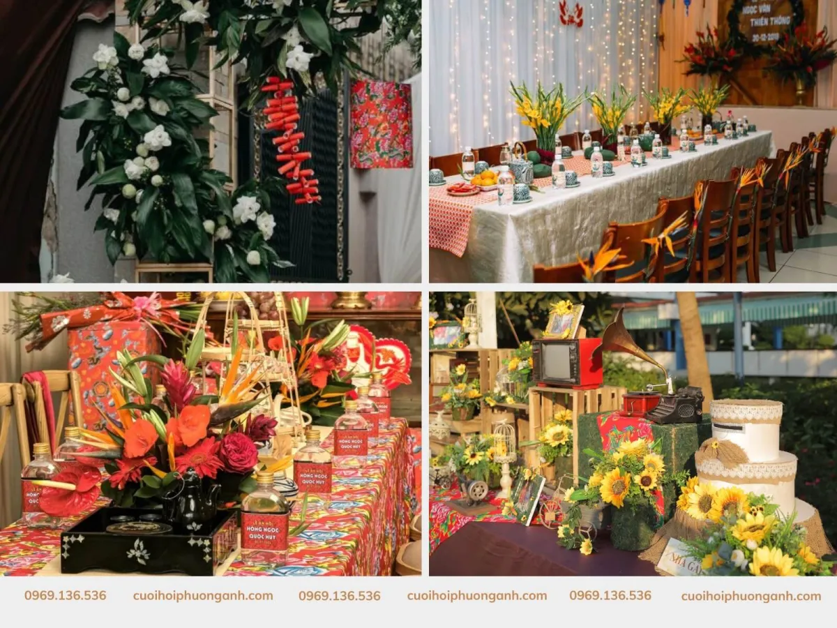 Đám cưới phong cách retro với hoa