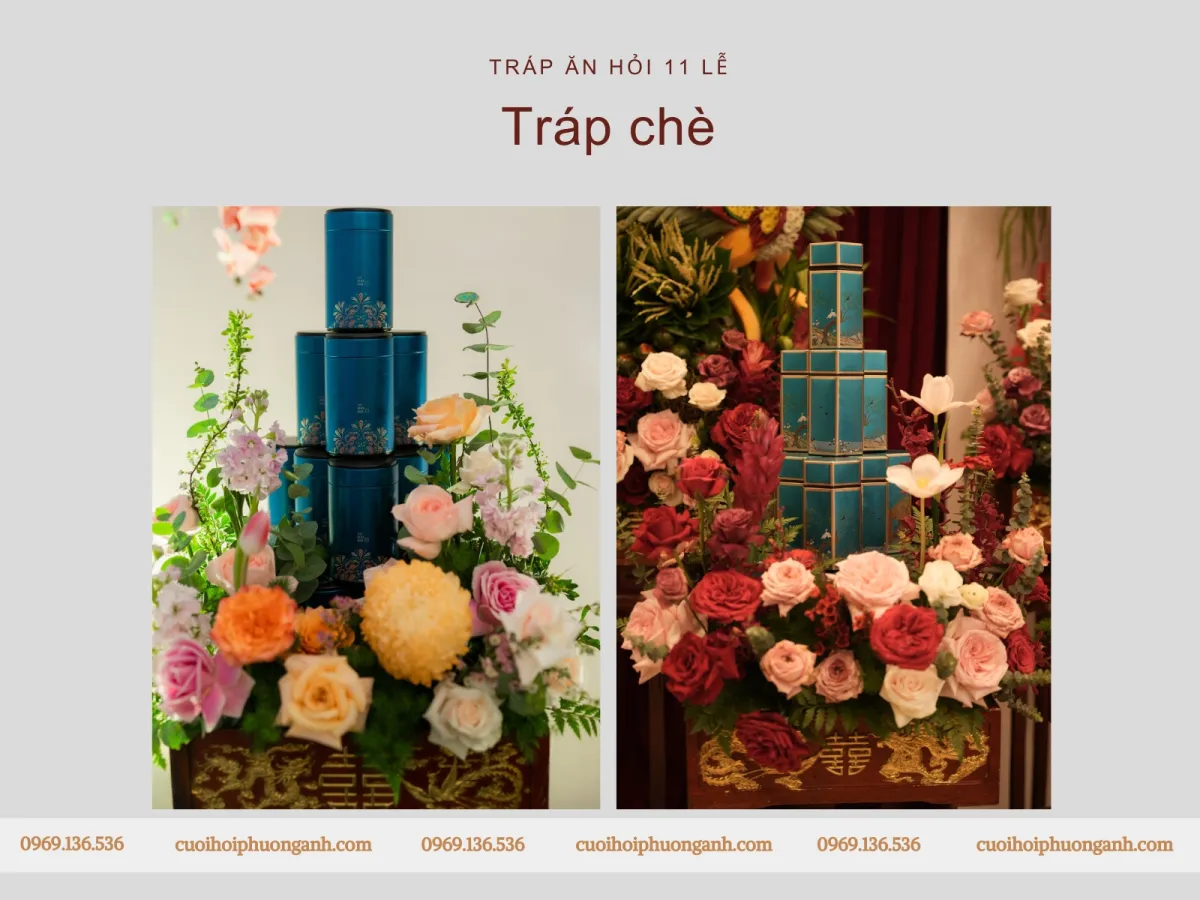 Tráp chè trong bộ tráp ăn hỏi 11 lễ