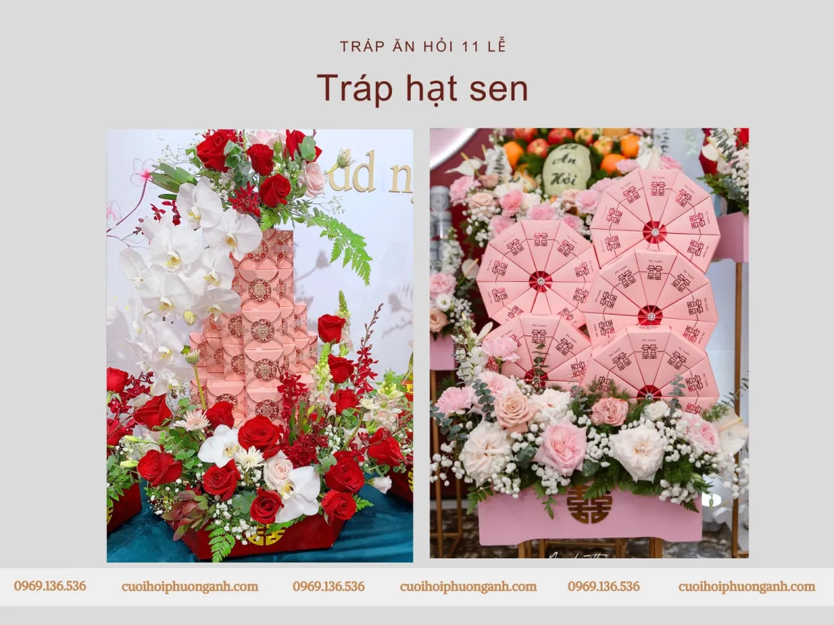Tráp hạt sen trong bộ tráp ăn hỏi 11 lễ