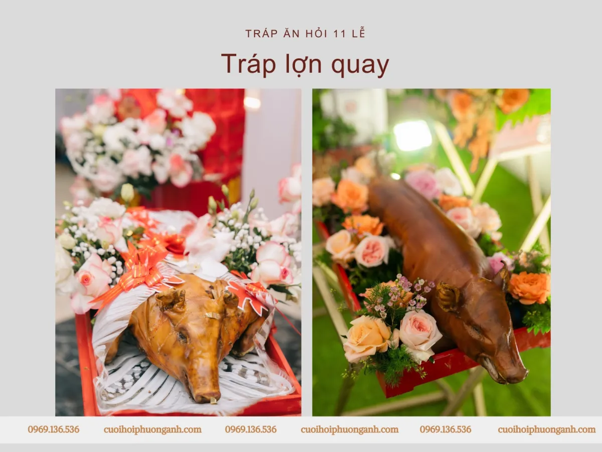 Tráp lợn quay trong bộ tráp ăn hỏi 11 lễ