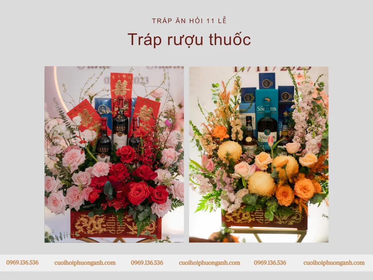 Tráp rượu thuốc trong bộ tráp ăn hỏi 11 lễ