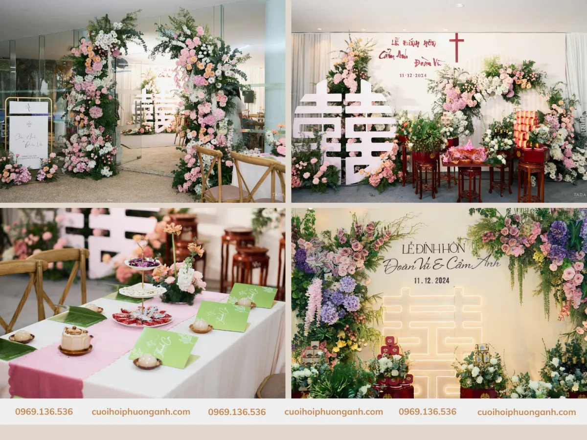 Trang trí lễ đính hôn cặp đôi Cẩm Vũ - Đoàn Anh