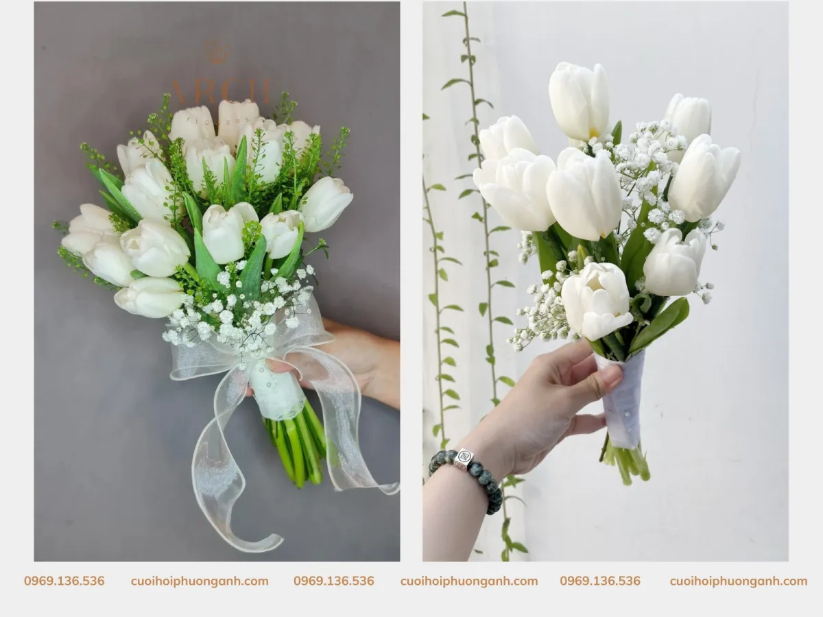Hoa hoa cầm tay cô dâu tulip