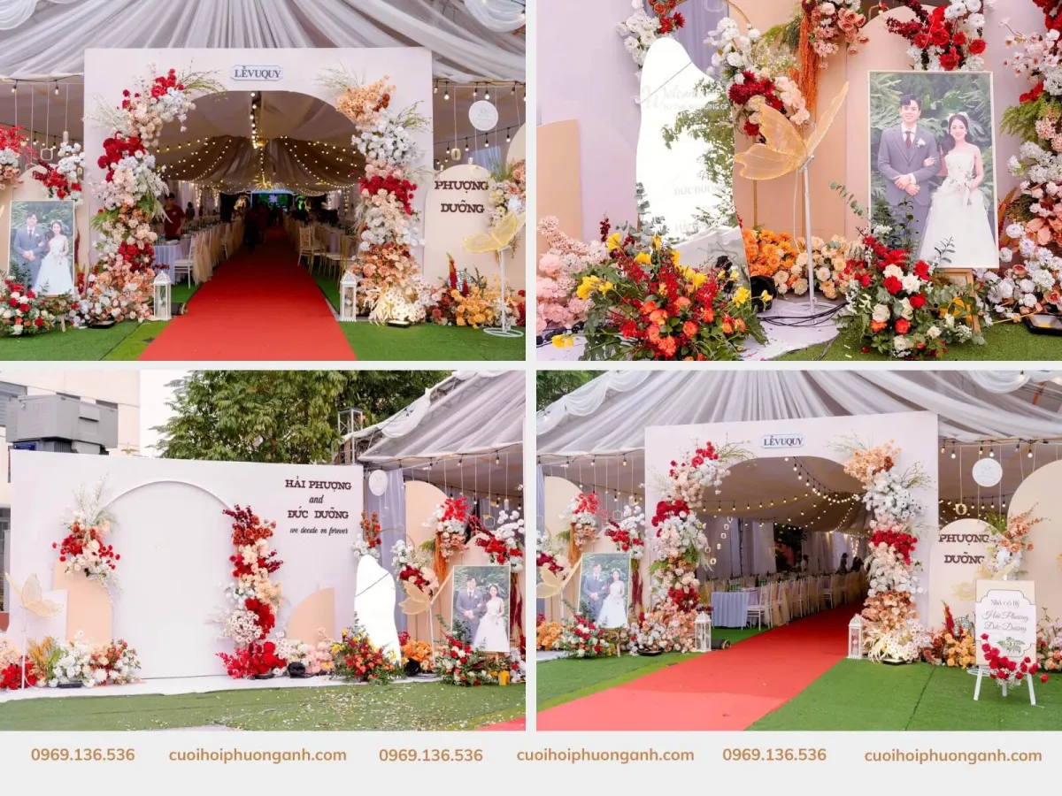 Mẫu rạp cưới màu cam đẹp 5