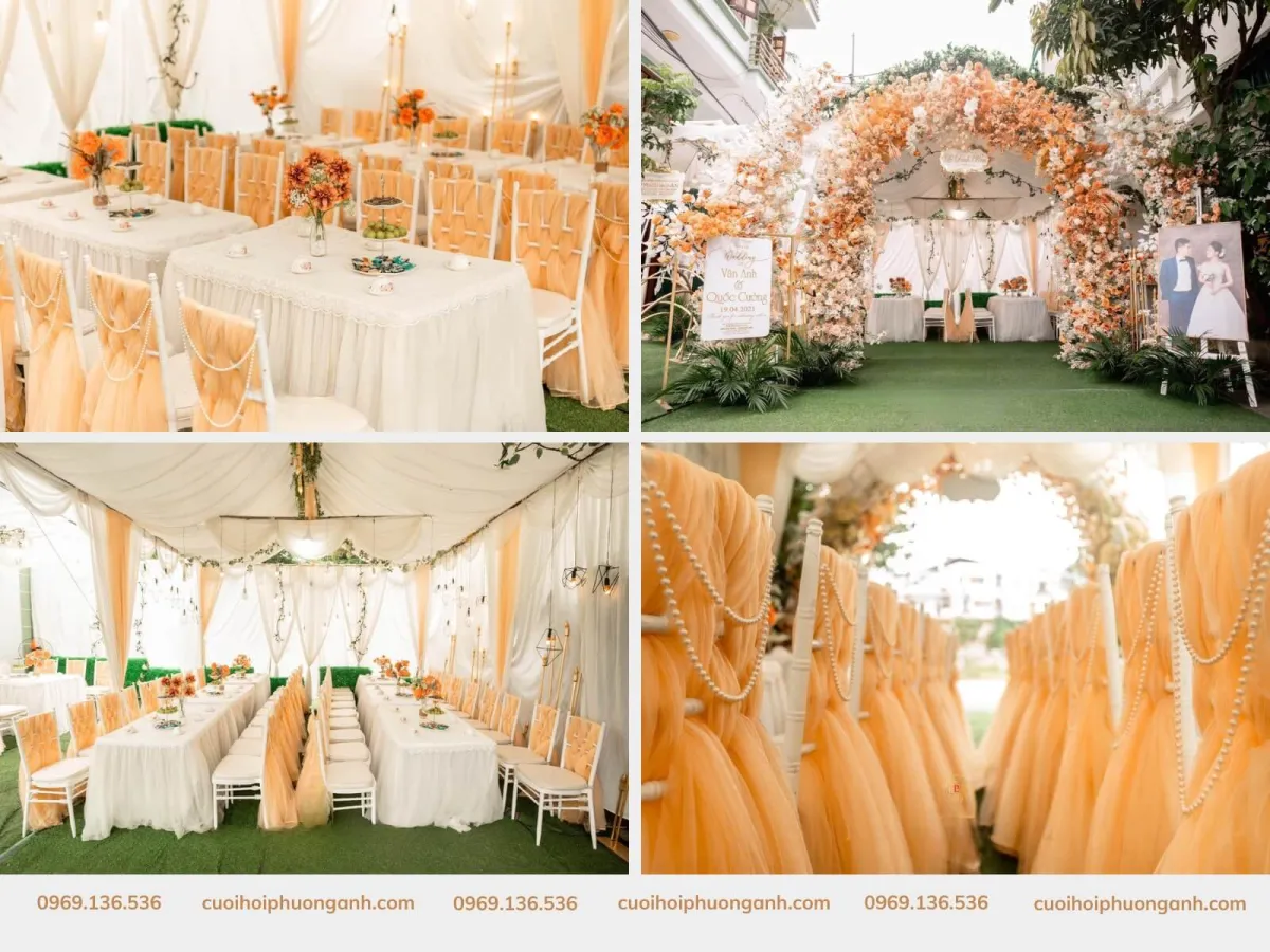 Mẫu rạp cưới màu cam đẹp 4