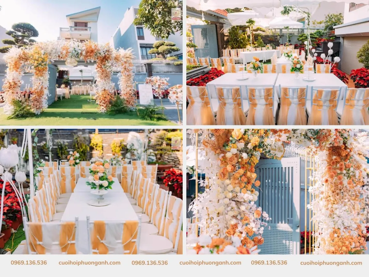 Mẫu rạp cưới màu cam đẹp 6
