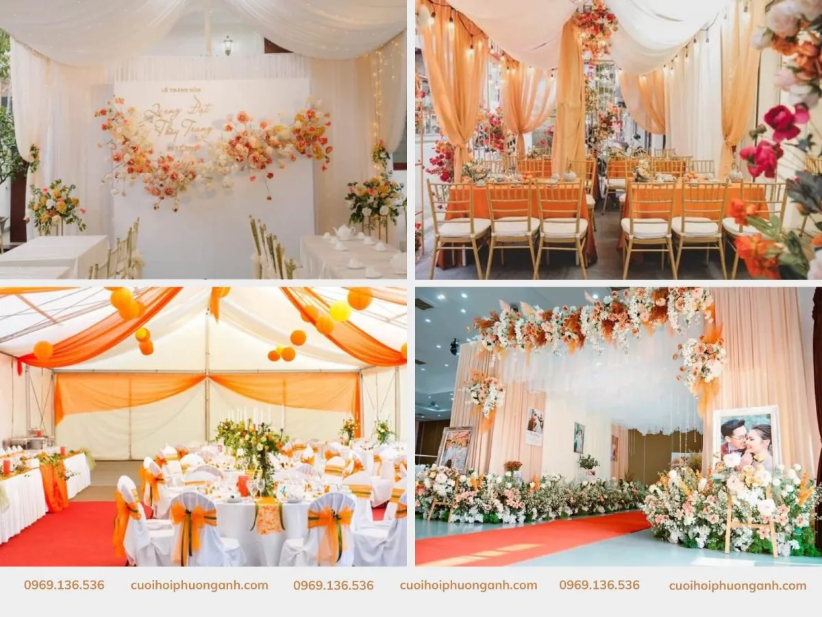 Mẫu rạp cưới màu cam đẹp 3