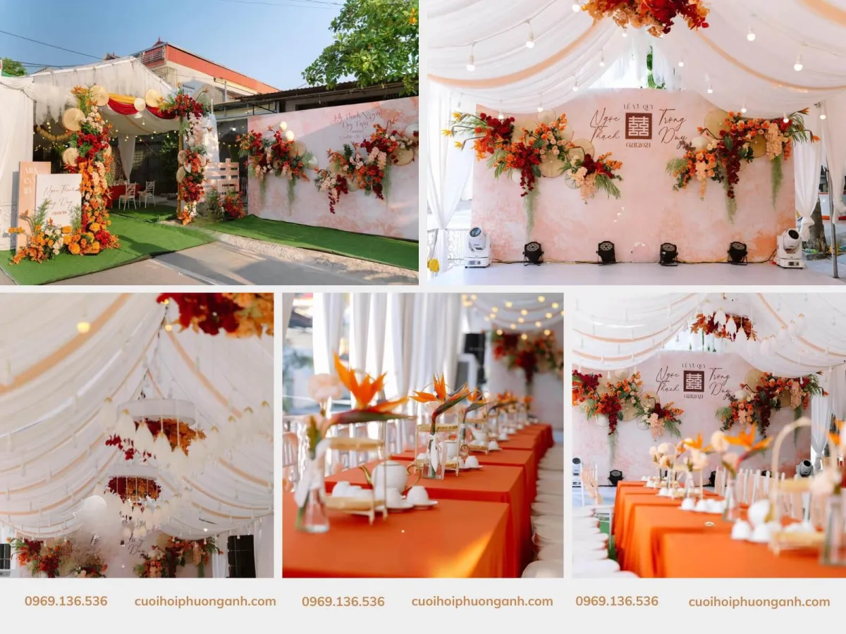 Rạp cưới màu cam 