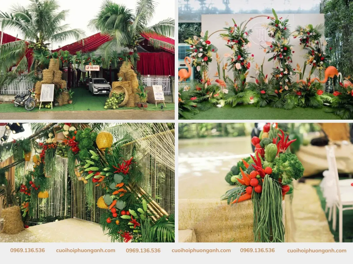 Ấm nóng và tươi mát - gam màu chủ đạo của đám cưới phong cách Tropical