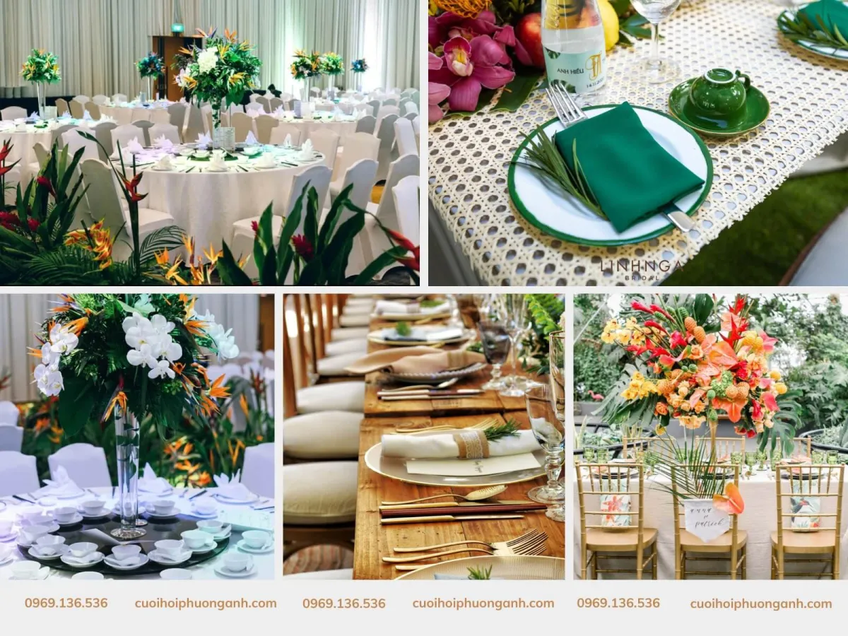 Bàn tiệc đám cưới phong cách Tropical
