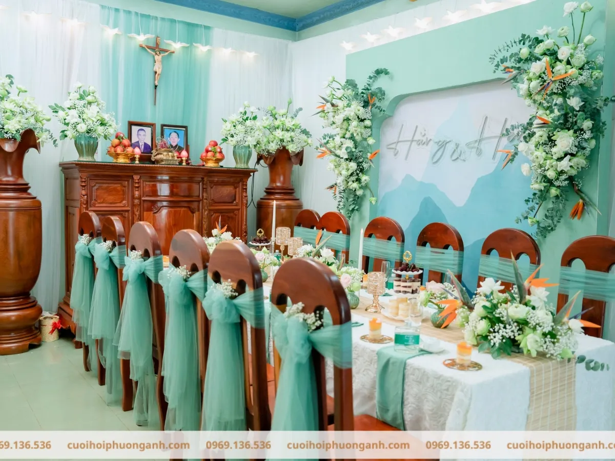 trang trí bàn thờ gia tiên đám hỏi 1