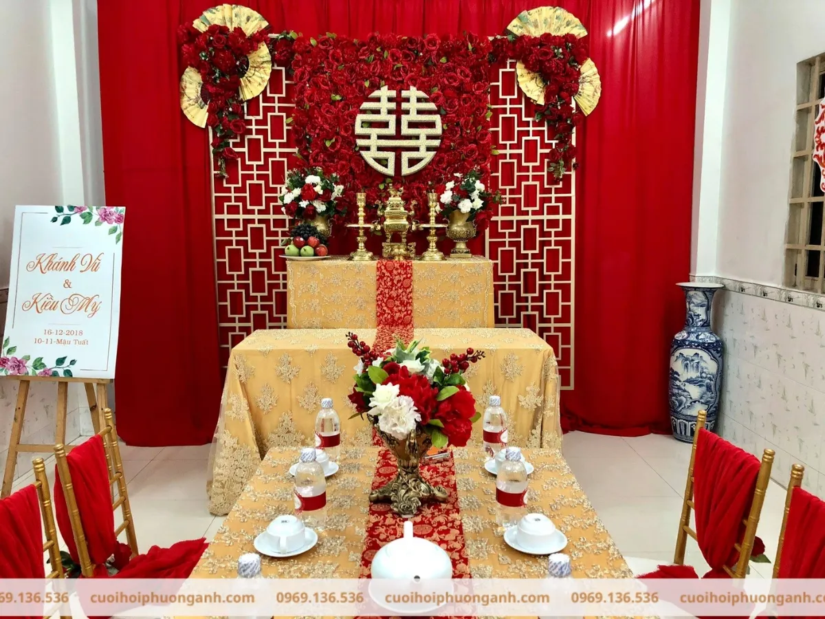 trang trí bàn thờ gia tiên đám hỏi 3