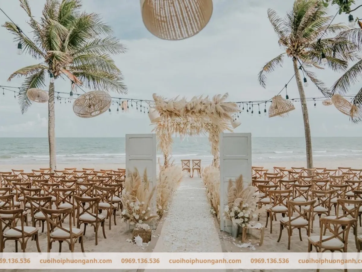 Trang trí lối đi đám cưới bãi biển