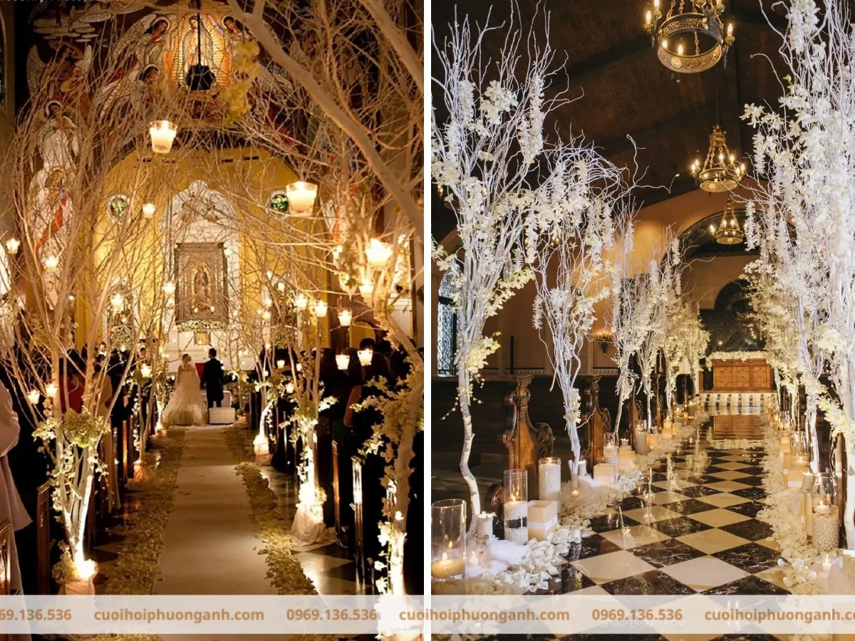 Trang trí lối đi tiệc cưới phong cách Rustic 1