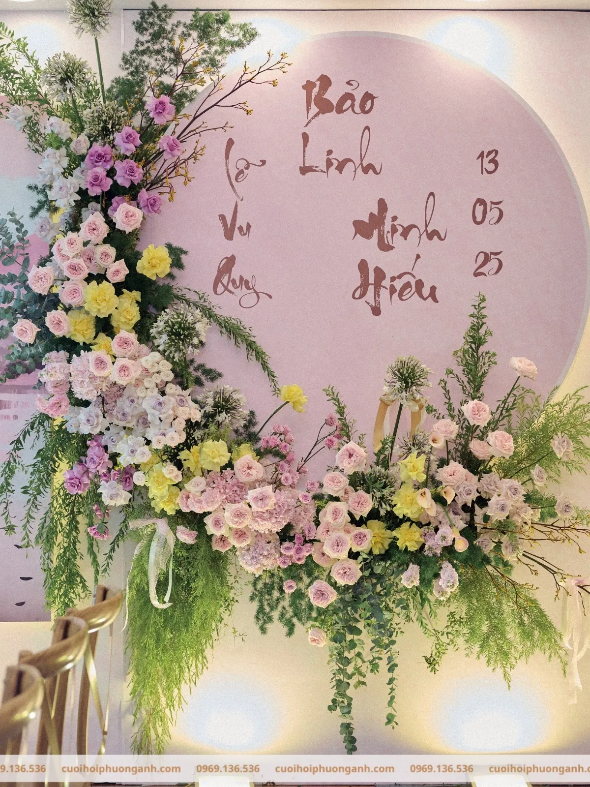 Backdrop sân khấu lễ vu quy Bảo Linh và Minh Hiếu 3