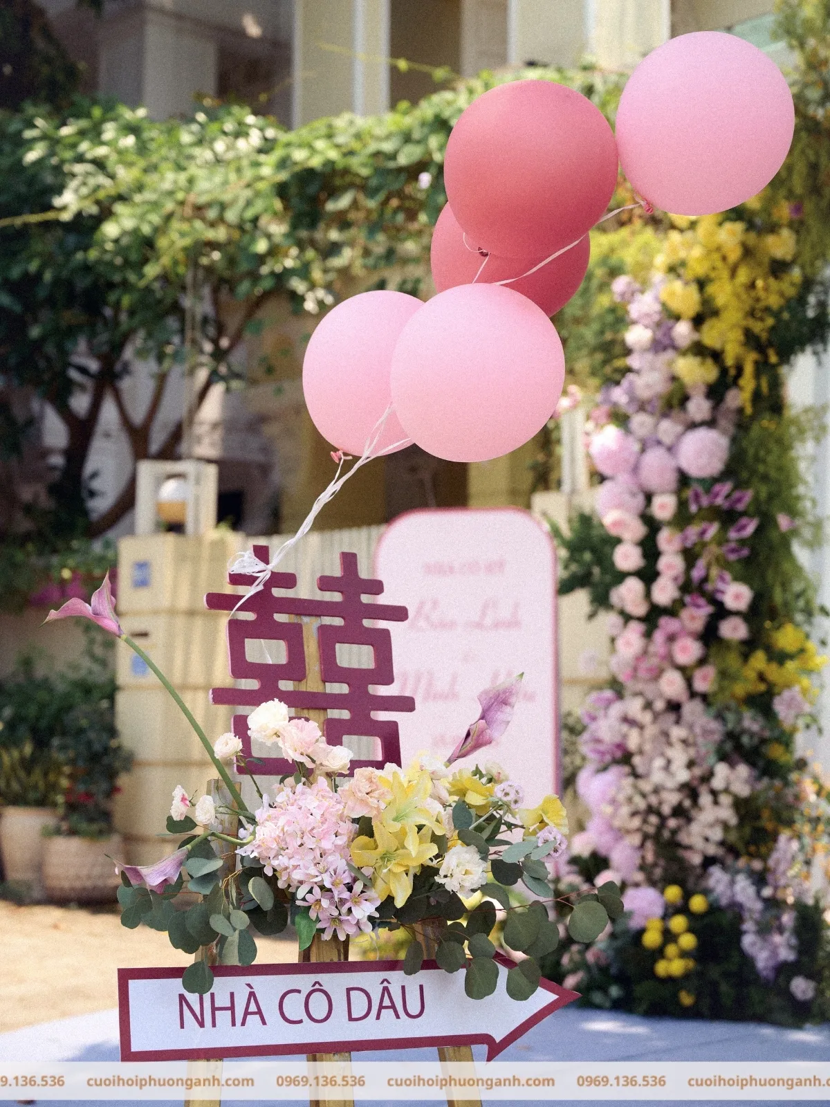 Biển chỉ dẫn lễ vu quy Bảo Linh và Minh Hiếu