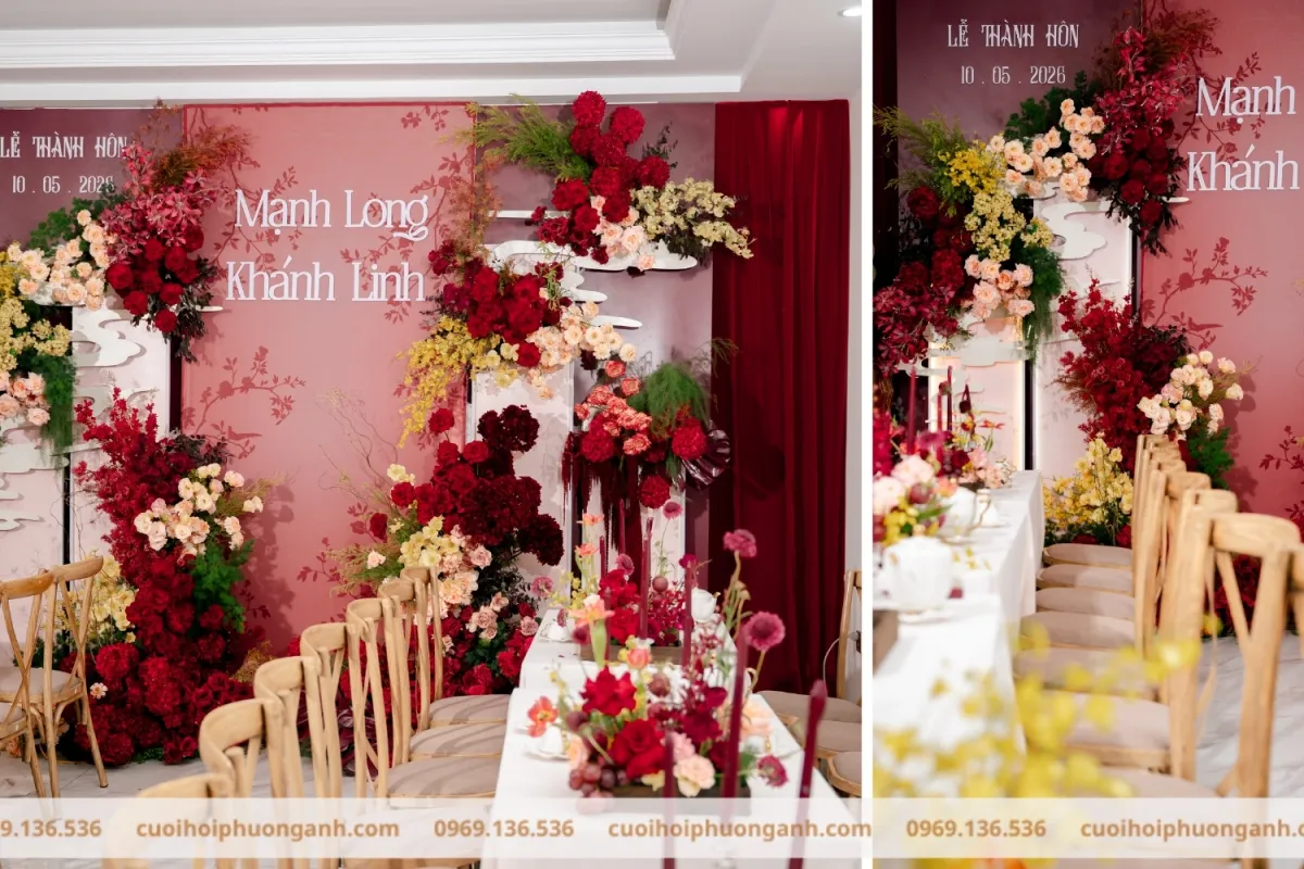 Bàn tiệc lễ thành hôn Mạnh Long và Khánh Linh