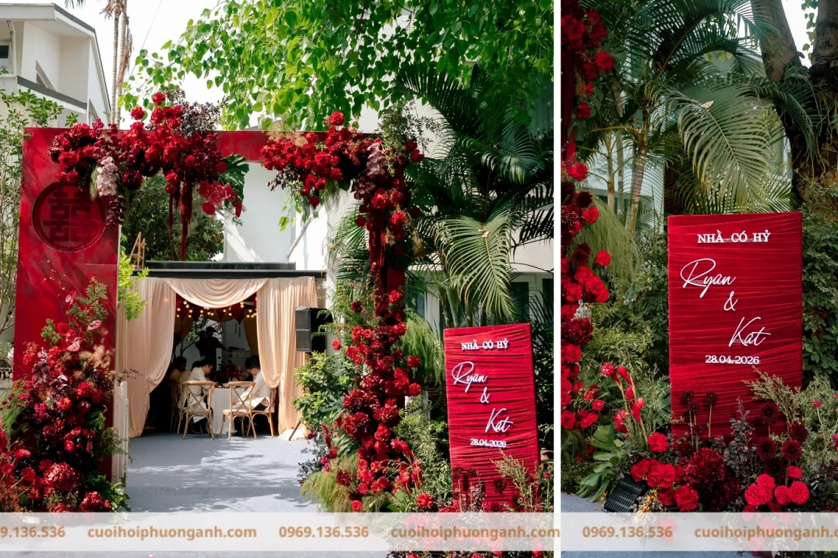 Cổng hoa welcome lễ ăn hỏi Ryan và Kat