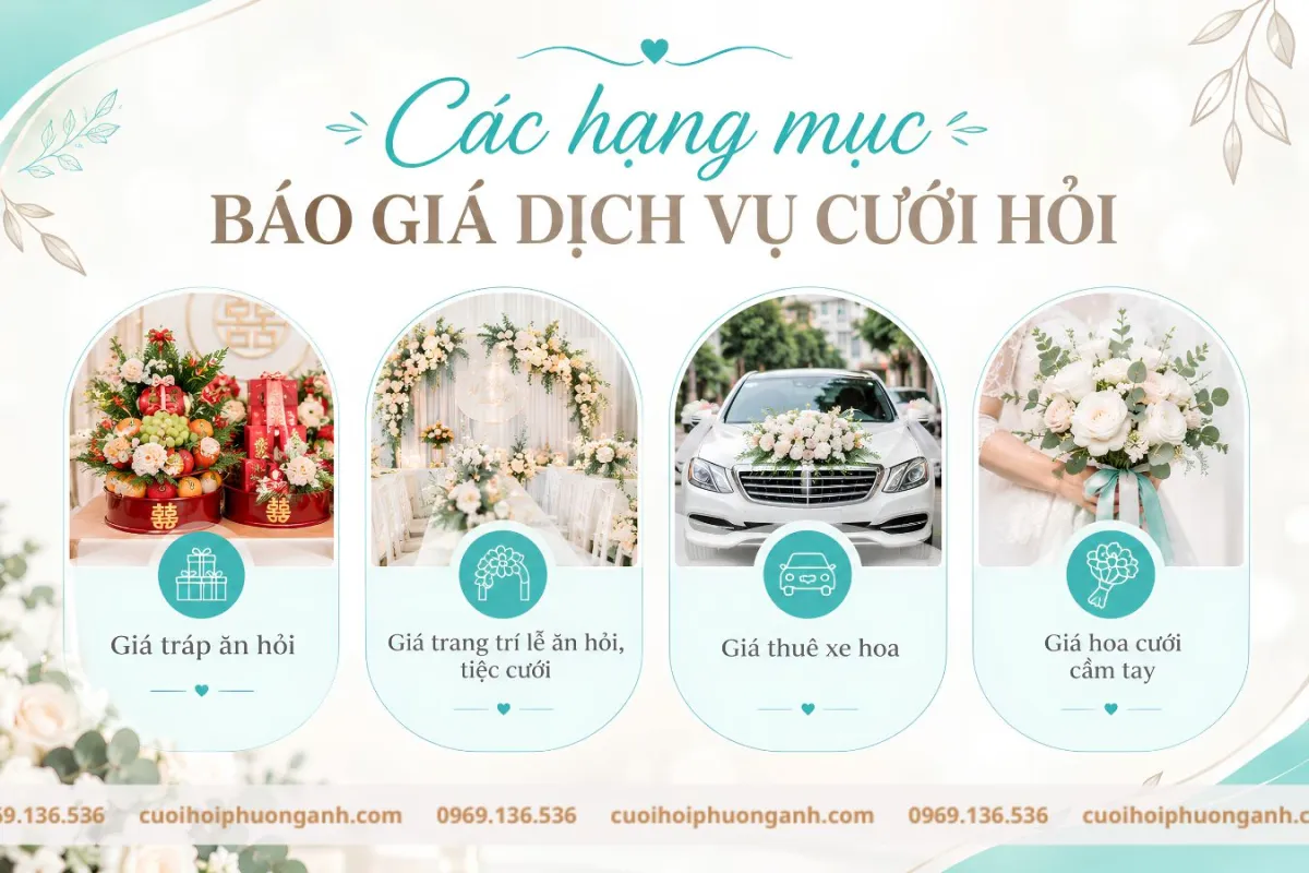 Các hạng mục báo giá dịch vụ cưới hỏi Các hạng mục báo giá dịch vụ cưới hỏi