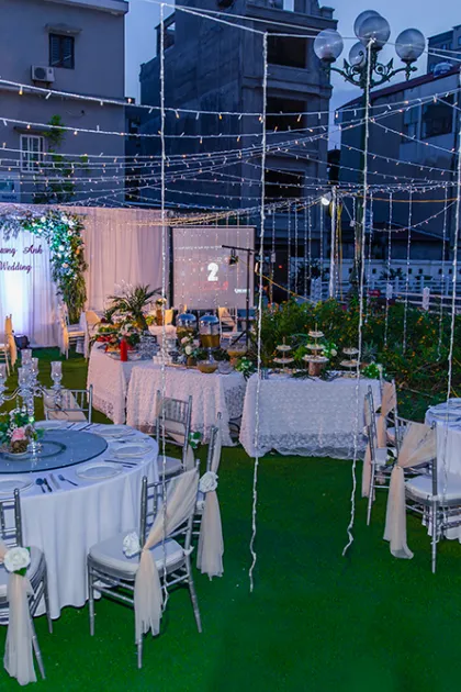 Trang trí lễ vu quy + Tiệc cưới ngoài trời Thu Phương, Đăng Tú 2017