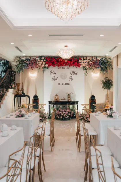 Trang trí lễ ăn hỏi tại biệt thự Hoa Phượng