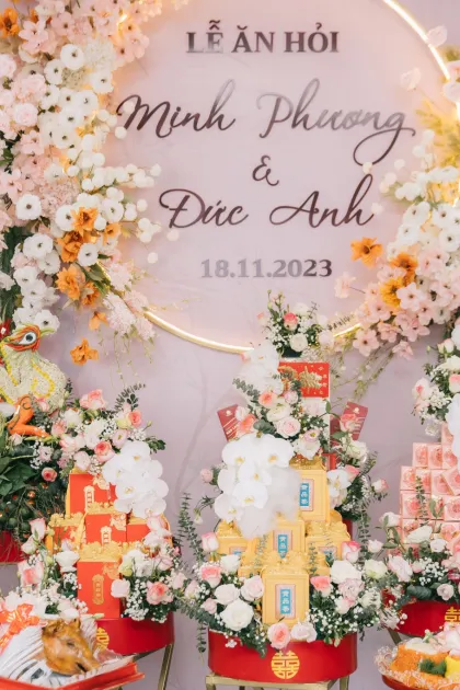 Combo tráp ăn hỏi và trang trí tư gia cô dâu Minh Phương - chú rể Đức Anh