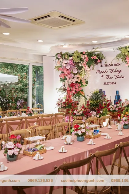 Chiêm ngưỡng không gian trang trí lễ thành hôn tư gia cặp đôi Mạnh Thắng và Thu Thảo