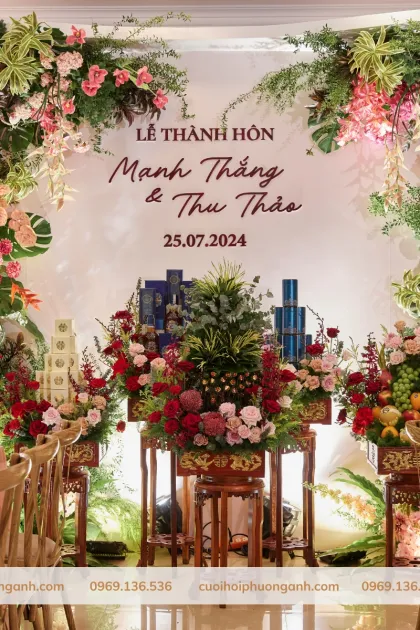 tráp ăn hỏi 7 lễ cặp đôi cặp đôi Mạnh Thắng và Thu Thảo