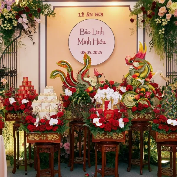 tráp ăn hỏi 9 lễ Bảo Linh và Minh Hiếu